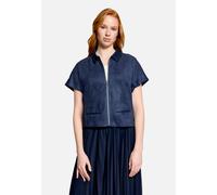 Jackenblazer BETTY BARCLAY "Damen mit Reißverschluss", Damen, Gr. 36, blau (ocean cavern), Samt, Obermaterial: 92% Polyester, 8% Elasthan, gerade normal, Blazer (61201913-36) ocean cavern