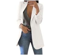 Blazer-Jacken für Damen, einfarbig, Revers, lange Ärmel, Mantel, Cardigan, Tops, Übergröße, lässig, elegante Strickjacken, Anzüge für Arbeit, Büro, Business, weiß, 52