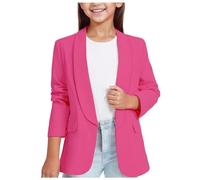 Blazer Mädchen Einfarbig Anzugjacke Kinder Mode Revers Langarm Cardigan Formale Offene Front Anzugjacke mit Innentasche Slim Fit Sakko Lässig Smoking Frühling-Herbst Arbeitsanzug Hochzeit 3-14 Jahre