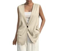 Blazer Weste Damen Ärmellos Cropped Blazer Kostüm Elegant Lange Weste Pieces Blazer Boucle Jacke Womens Jacket Business Outfit Womens Coat Sweatblazer Blusenjacke Übergangsjacken