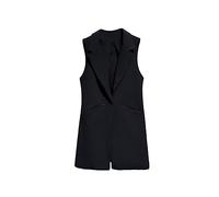 Blazer-Weste, Damen, Revers, lang, Anzugweste, weibliche Jacke, Mantel, Taschen, Büro, Arbeit, Schwarz , XL