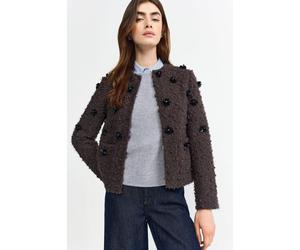 Blazerjacke mit Blütenapplikationen 36 dark chocolate