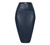 Bleistiftrock aus Kunstleder, knielang, Midi-Rock für Damen - Blau - XX-Large