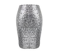 Bleistiftrock Damen Lang Glitzer - Glitzer Rock Damen Pailetten Gold - Rockabilly Enger Rock - Stretch Abendrock Party Knielang Eng Midirock Figurbetont Sommer Midi Sommerrock Glänzender Rock Elegant