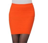 Bleistiftrock Damen Sommer Business Büro Kurzer Elastischer Faltenrock Frauen Hohe Taille Schlanke Röcke Hohe Taille Bodycon Minirock Bleistiftrock(Orange)