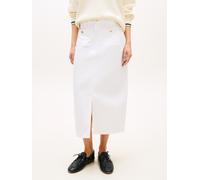Bleistiftrock TOMMY HILFIGER "DNM WHITE MIDI STRAIGHT SKIRT HW", Damen, Gr. 40, th optic weiß, Web, Obermaterial: 100% Baumwolle, unifarben, straight fit wadenlang, Röcke Bleistiftrock (96296146-40) t
