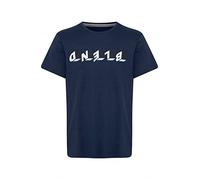 Blend 20714795 Tee Herren T-Shirt Kurzarm Shirt T Shirt mit Logo-Print Rundhals-Ausschnitt Hochwertige Baumwoll-Qualität, Größe:L, Farbe:Dress Blues (194024)