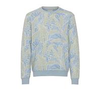Blend 20715350 Herren Sweatshirt Pullover Pulli mit Rundhalsausschnitt O-Neck Print Sommer Blumen, Größe:L, Farbe:Dusty Blue (164010)