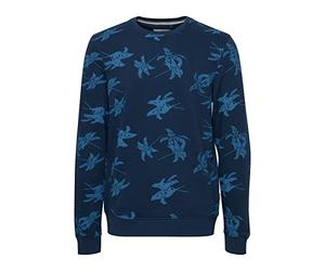 Blend 20715358 Herren Sweatshirt Pullover Pulli mit Rundhalsausschnitt O-Neck AOP Print Sommer Blumen, Größe:2XL, Farbe:Dress Blues (194024)