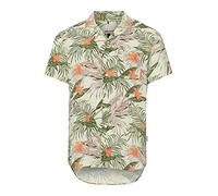 Kurzarmhemd BLEND "BHShirt", Herren, Gr. L, US-Größen, lemon icing, 100% Viskose, gemustert, regular fit normal, V-Ausschnitt, eingesetzt, Hemden, Stilvolles Hemd mit kurzen Ärmeln (76368528-L) lemon