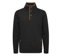 Blend Achlias Herren Troyer Sweatpullover mit Stehkragen Knöpfen und Taschen, Größe:L, Farbe:Black (70155)
