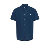 BLEND Kurzarmhemd Herren Regular Fit Leinen blau, M