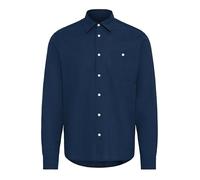 BLEND Langarmhemd Herren Regular Fit Leinen blau, M