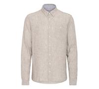 Langarmhemd BLEND "BHBobby Shirt stripe", Herren, Gr. L, US-Größen, cornstalk, 55% Leinen, 45% Viskose, regular fit, ohne Ausschnitt, 1-Knopf-Manschette, Hemden, Stilvolles Langarmhemd aus Leinenmix (