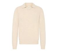 Polokragenpullover BLEND "BHBRANKO POLO SPLITN.", Herren, Gr. M, crockery melange, Strick, Obermaterial: 60% Wolle, 40% Nylon, unifarben, regular fit hüftlang, V-Ausschnitt, Strickbündchen, Pullover (