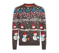 Blend BHChristian Herren Strickpullover Weihnachtspullover Pullover mit Rippbündchen Rundhals Weihnachts-Muster Regular fit, Größe:S, Farbe:Charcoal Mix (200278)