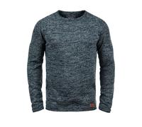 Blend BHDan Herren Strickpullover Feinstrick Pullover mit Rundhalsausschnitt Baumwollmischung Label-Patch Regular fit, Größe:L, Farbe:Navy (70230)