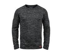 Blend BHDan Herren Strickpullover Feinstrick Pullover mit Rundhalsausschnitt Baumwollmischung Label-Patch Regular fit, Größe:L, Farbe:Black (70155)