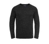 Blend BHDan Herren Strickpullover Feinstrick Pullover mit Rundhalsausschnitt Baumwollmischung Label-Patch Regular fit, Größe:XL, Farbe:Black/Charcoal (71527)