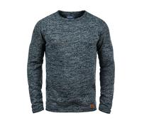 Blend BHDan Herren Strickpullover Feinstrick Pullover mit Rundhalsausschnitt Baumwollmischung Label-Patch Regular fit, Größe:L, Farbe:Navy (70230)