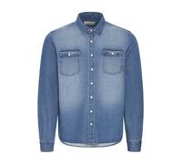 Langarmhemd BLEND "BHDARGO Shirt PP NOOS", Herren, Gr. XL, N-Gr, blau (denim middle blau), Web, Obermaterial: 100% Baumwolle, regular fit, Hemden (42144200-XL) denim middle blau
