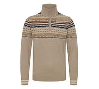 Blend BHGrote Herren Strickpullover Grobstrick Pullover Troyer mit Stehkragen und Reißverschluss Norweger Muster, Größe:XL, Farbe:Crockery (161104)