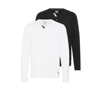 Sweatshirt BLEND "Langarmshirt BHHollie", Herren, Gr. 3XL, schwarz (schwarz, weiß), Obermaterial: 50% Baumwolle CO. 50% Polyester PES., Sweatshirts Sweatshirt (16054827-XXXL) schwarz, weiß
