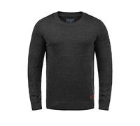 Strickpullover BLEND "BHLars", Herren, Gr. XXL, charcoal, Feinstrick, 50% Baumwolle, 50% Polyester, unifarben, regular fit, Rundhals, eingesetzt, Pullover Strickpullover, Strickpullover mit aufgestick