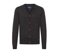 Blend BHLennard Herren Strickjacke Cardigan Feinstrick mit V-Ausschnitt Knopfleiste Baumwollmischung Regular fit, Größe:M, Farbe:Charcoal (70818)