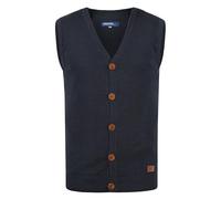 Pullunder BLEND "BHLennardo", Herren, Gr. L, blau (navy), Feinstrick, 50% Baumwolle, 50% Polyacryl, unifarben, regular fit normal, V-Ausschnitt, Pullover, Stilvoller Pullunder mit Holzknopf-Leiste (63