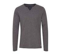 Blend Leonas Herren Longsleeve Langarmshirt Shirt mit Rundhals-Ausschnitt und Double Layer V-Neck Look, Größe:XXL, Farbe:Pewter Mix (70817)