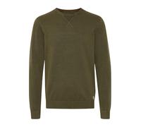 Rundhalspullover BLEND "BHPullover", Herren, Gr. L, grün (olive night), Feinstrick, 100% Baumwolle, unifarben, regular fit normal, Rundhals, eng, Pullover Rundhalspullover, Stilvoller Feinstrick-Pullo