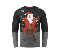 Blend BHRudolph Herren Strickpullover Feinstrick, XL, Charcoal/Santa(70821)