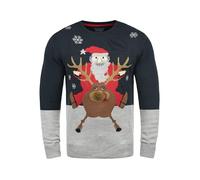 Blend BHRudolph Herren Weihnachtspullover Winter Pullover Strickpullover Weihnachtspulli mit Rundhals-Ausschnitt Regular fit, Größe:S, Farbe:Dark Navy/Santa (74676)