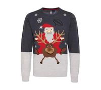 Blend BHRudolph Herren Weihnachtspullover Winter Pullover Strickpullover Weihnachtspulli mit Rundhals-Ausschnitt Regular fit, Größe:M, Farbe:Dark Navy/Santa (74676)