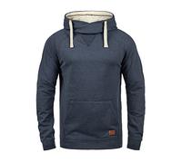 Blend BHSales Herren Kapuzenpullover Hoodie Pullover mit Kapuze Kordelzug Kängurutasche Rippbündchen Label-Details Baumwollmischung Regular fit, Größe:XL, Farbe:Navy (70230)