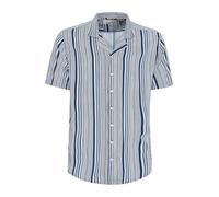 Kurzarmhemd BLEND "BHShirt", Herren, Gr. M, US-Größen, blau (marineblaus), 100% Viskose, gestreift, regular fit normal, V-Ausschnitt, gerader Abschluss, Hemden, Lässiges Kurzarmhemd (81624646-M) marin