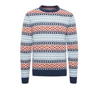 Blend BHTjorben Herren Strickpullover Grobstrick Pullover mit Norwegermuster, Größe:XXL, Farbe:Dress Blues (194024)