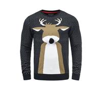 Strickpullover BLEND "BHRudolph", Jungen, Gr. XL, schwarz navy, nose, Feinstrick, 100% Polyacryl, regular fit, ohne Ausschnitt, eingesetzt, Pullover Strickpullover, Strickpullover mit Weihnachtsmotiv 