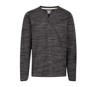 Blend He BHTee Herren Longsleeve Langarmshirt Shirt Basic Baumwollmischung Knopfleiste V-Ausschnitt Regular fit, Größe:L, Farbe:Black (194007)