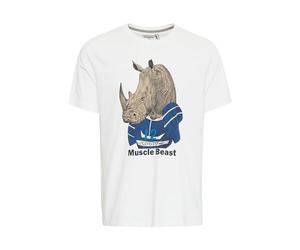 Blend He BHTee Herren T-Shirt Kurzarm Shirt mit Print Rundhals 100% Baumwolle, Größe:L, Farbe:White Rhino (203438)