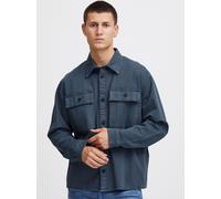 Hemdjacke BLEND "BHJacket", Herren, Gr. XXL, blau (marineblaus), Web, 98% Baumwolle, 2% Elasthan, unifarben, oversize taillenlang, 2-Knopf-Manschette, Jacken, Stilvolle Übergangsjacke (57897665-XXL) m