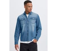 Jeanshemd BLEND "BHDARGO", Herren, Gr. 3XL, US-Größen, denim middle blau, Denim/Jeans, 100% Baumwolle, unifarben, Basic, Basic normal, ohne Ausschnitt, mit Knopf, Hemden Jeanshemd, Modernes Langarmhem