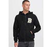 Kapuzensweatjacke BLEND "BHBadel", Herren, Gr. S, schwarz, Sweatware, 60% Baumwolle, 40% Polyester, unifarben, normal normal, ohne Ausschnitt, Sweatjacken, Gemütliche Sweatjacke mit Kapuze und Sticker