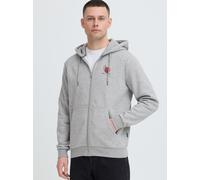 Kapuzensweatjacke BLEND "Kapuzensweatjacke BHJapa Backprint", Herren, Gr. S, grau (stone mix), Obermaterial: 60% Baumwolle CO. 40% Polyester PES., Sweatjacken (88245655-S) stone mix