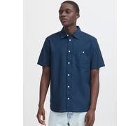 BLEND Kurzarmhemd Herren Regular Fit Leinen blau, L