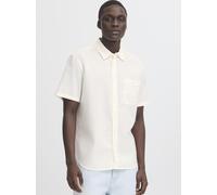 Leinenhemd BLEND "BHBay Linen", Herren, Gr. S, US-Größen, snow weiß, 55% Leinen, 45% Baumwolle, unifarben, Basic, Basic normal, ohne Ausschnitt, weit abgesteppt, Hemden, Stilvolles Kurzarmhemd aus Lei