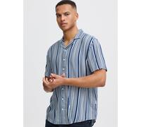 Kurzarmhemd BLEND "BHShirt", Herren, Gr. M, US-Größen, blau (marineblaus), 100% Viskose, gestreift, regular fit normal, V-Ausschnitt, gerader Abschluss, Hemden, Lässiges Kurzarmhemd (81624646-M) marin