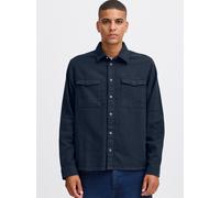 Langarmhemd BLEND "BHOvershirt", Herren, Gr. XL, US-Größen, blau (marineblaus), Web, 100% Baumwolle, Basic, regular fit normal, ohne Ausschnitt, gerader Abschluss, Hemden, Lässiges Langarmhemd mit Bru