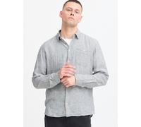 Langarmhemd BLEND "BHBobby Shirt stripe", Herren, Gr. L, US-Größen, marineblaus, 55% Leinen, 45% Viskose, regular fit, ohne Ausschnitt, 1-Knopf-Manschette, Hemden, Stilvolles Langarmhemd aus Leinenmix
